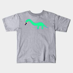 Non-binary Longneck dinosaur with pride flag Kids T-Shirt